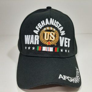 Afghanistan War Veteran Mens Hat Cap Black Embroid